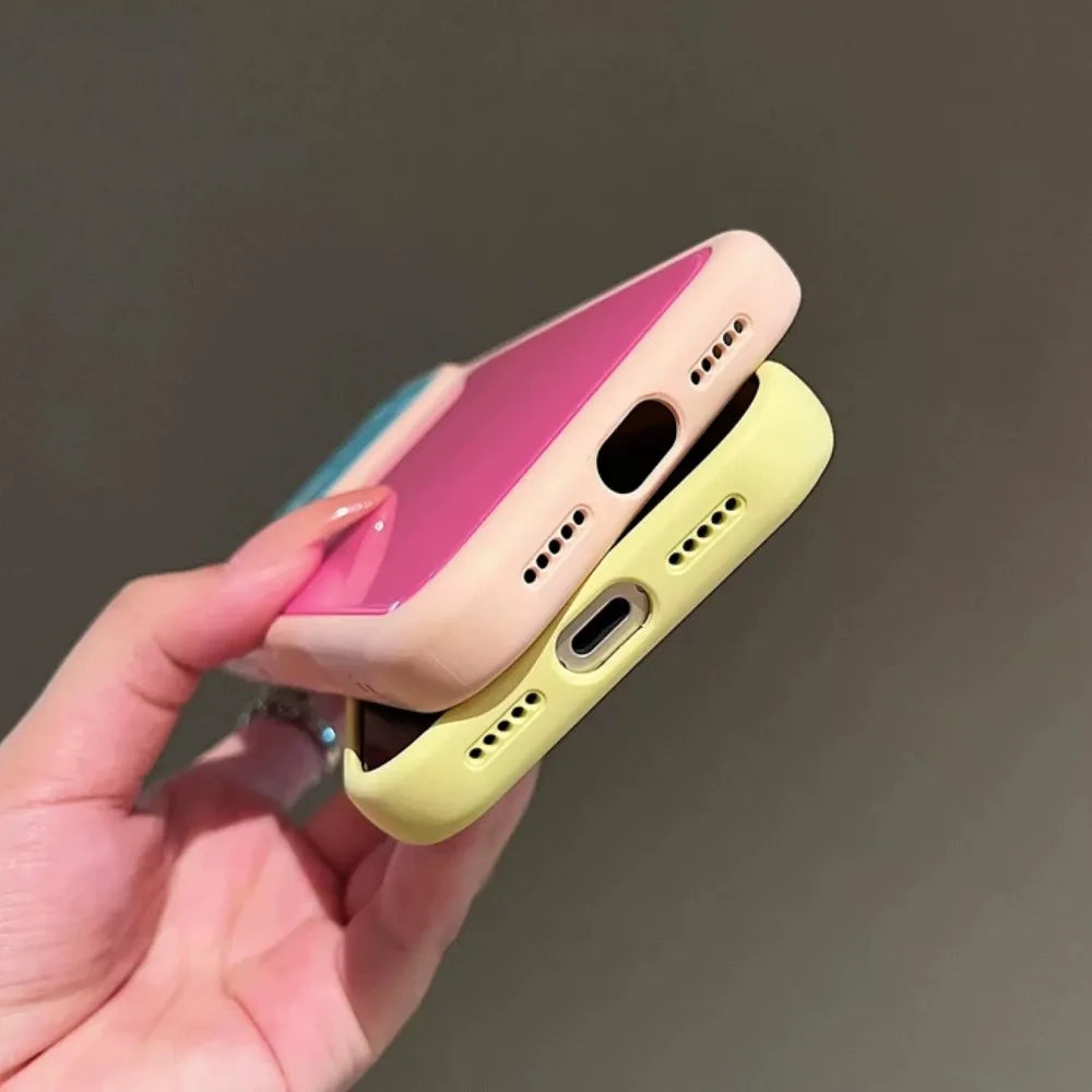 Ins Candy Color Contrast Acrylic Phone Case  For iPhone