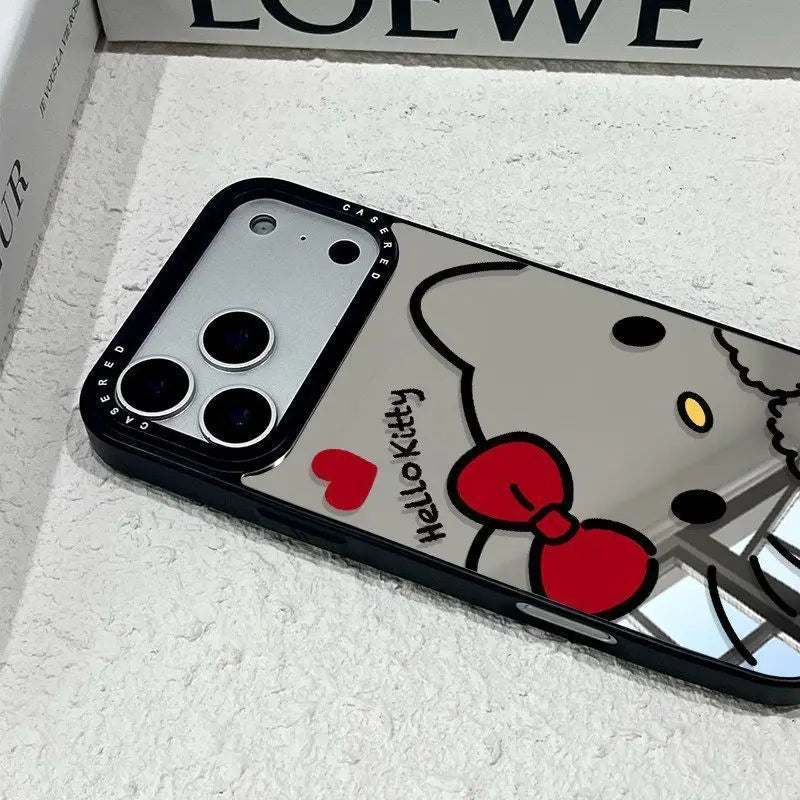Creative Light Luxury Cute Cartoon Cat Acrylic Mirror Phone Case For iPhone