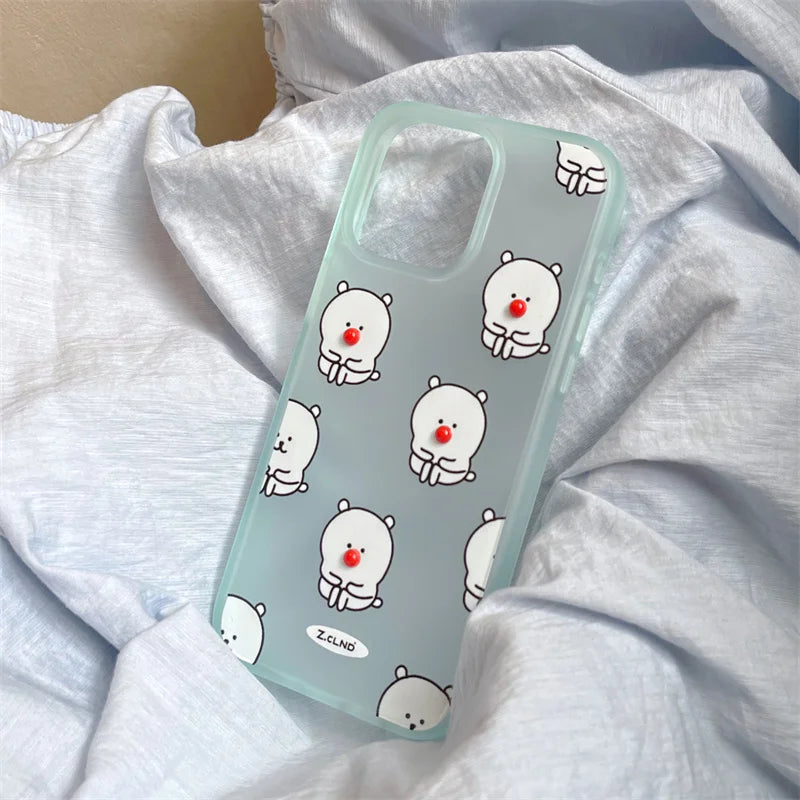 Funny Cute Cartoon Red Nose Bear Phone Case