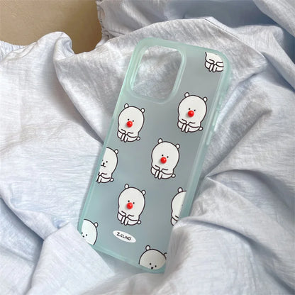 Funny Cute Cartoon Red Nose Bear Phone Case
