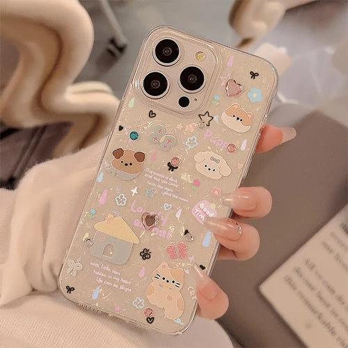Cute Cartoon Puppy Shell Pattern Phone Case For iPhone