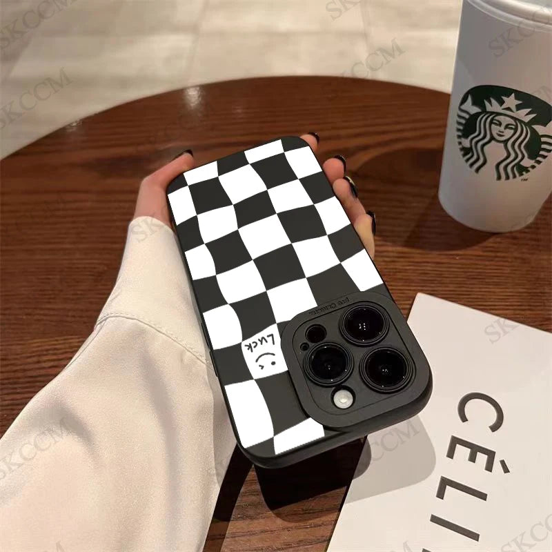 White Grid Phone Case For iPhone