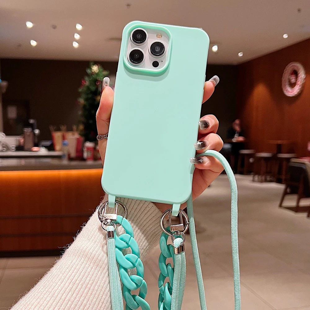 Crossbody Lanyard Cord Soft Acrylic Bracelet Case For iPhone