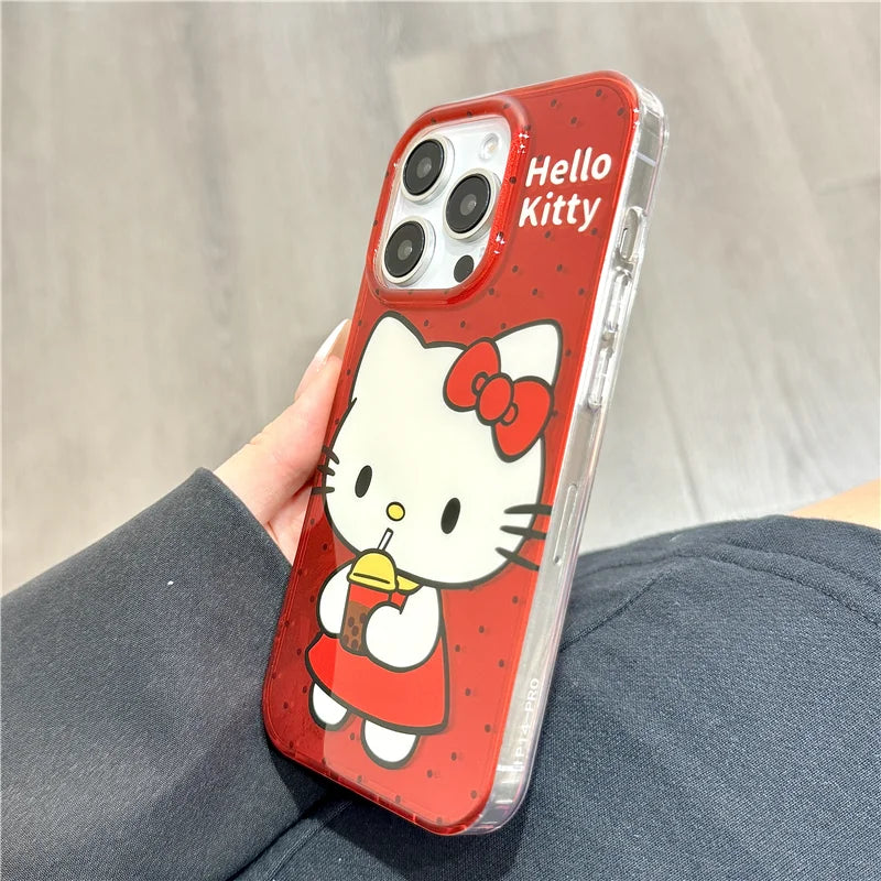 Hello Kitty Red Strap Bow Wave Point Phone Case For iPhone