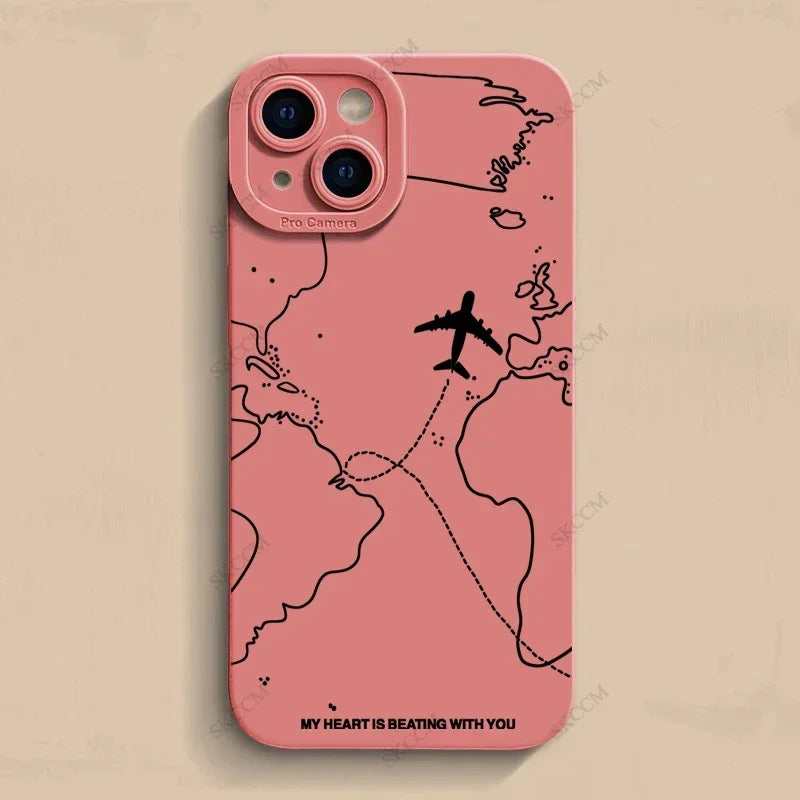 Trave l- Nspired Airplane Route Desian Phone Case For iPhone