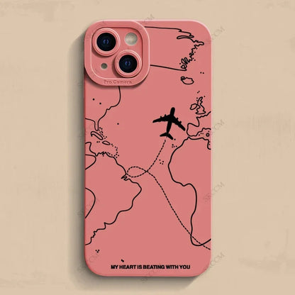 Trave l- Nspired Airplane Route Desian Phone Case For iPhone
