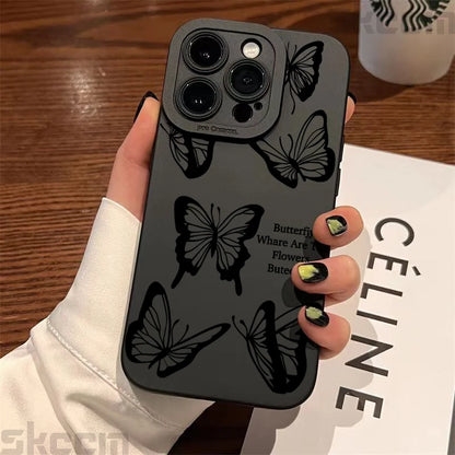 Black Butterfly Pattern Phone Case For iPhone