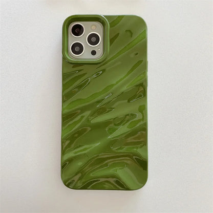 Luxury Solid Color Fold Wrinkle Wavy Phone Case For iPhone