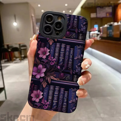 Vintage Purple Bookcase Painted Phone Case For iPhone