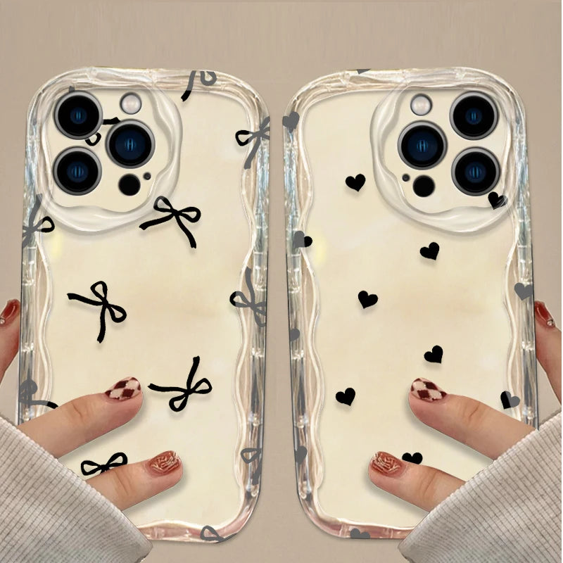 Black Bowknot Heart Phone Case For iPhone