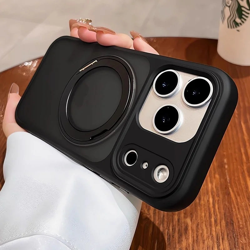 Matte Rotating Bracket Holder Magnetic Phone Case For iPhoneCover