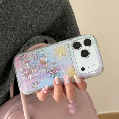 Pink Gilded Drip Glue Castle Kitty Cat For iPhone Case