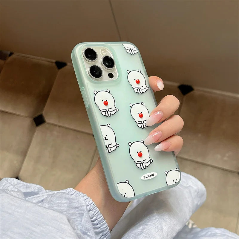 Funny Cute Cartoon Red Nose Bear Phone Case