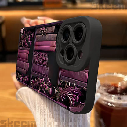 Vintage Purple Bookcase Painted Phone Case For iPhone