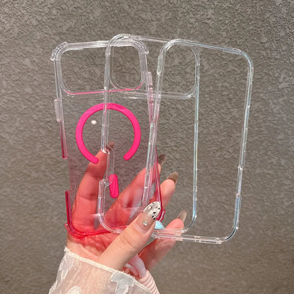 For Magsafe Gradient Double Color Lanyard Case For iPhone