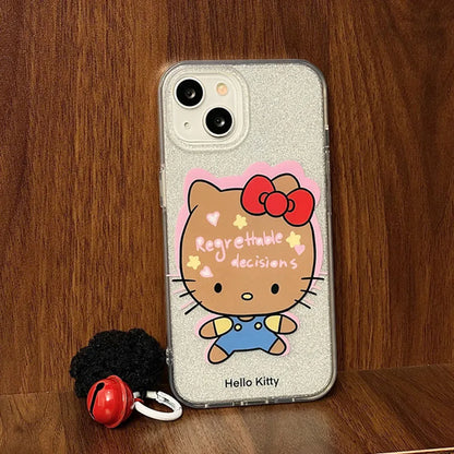 Funny Hello Kitty Bow Big Head Strap Phone Case For iPhone