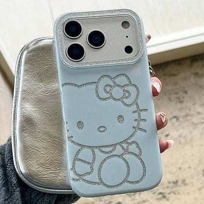 Flash Lens Blue Background Flash Powder Kitty Phone Case For iPhone