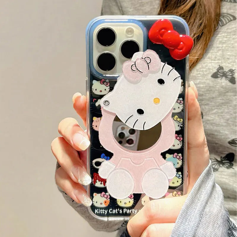 Hello Kitty Bow Makeup Black Phone Case For iPhone