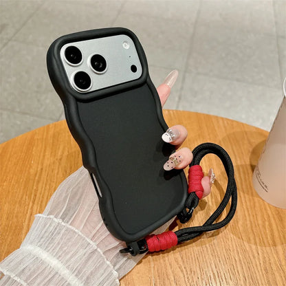 Luxury Solid Colors Wavy Edge Frosted Phone Case For iPhone