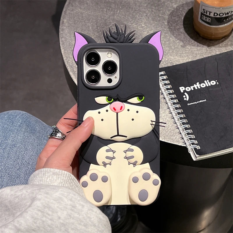 3D Lucifer Cat Cinderella Stretching Feet Cover For iPhone