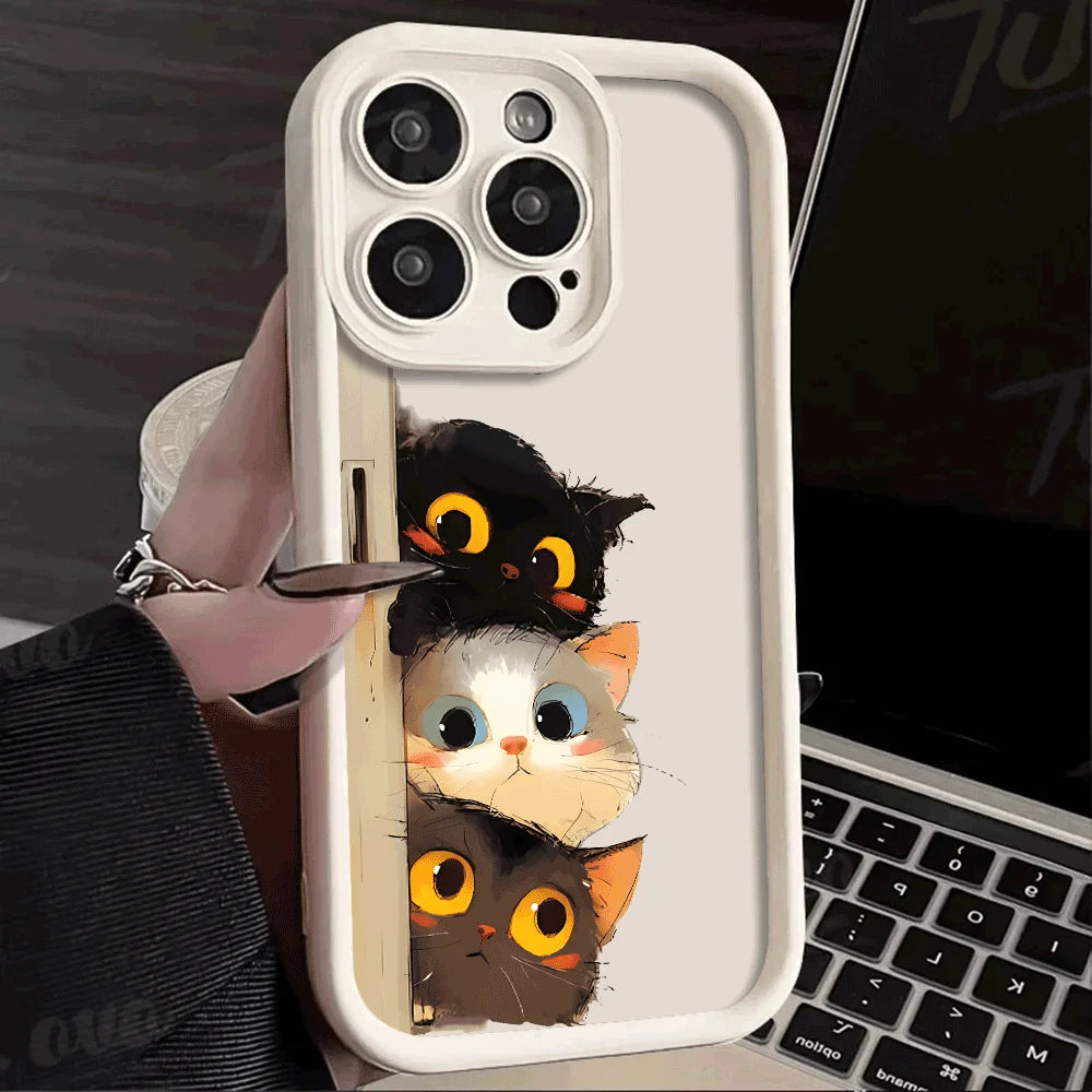 Funny Cartoon Cat Silicone Cover Shockproof Phone Case