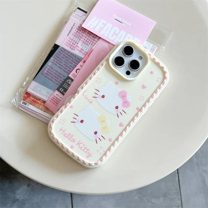 3D Ears Cute Cartoon Hello Kitty Invisible Bracket Phone Case For iPhone