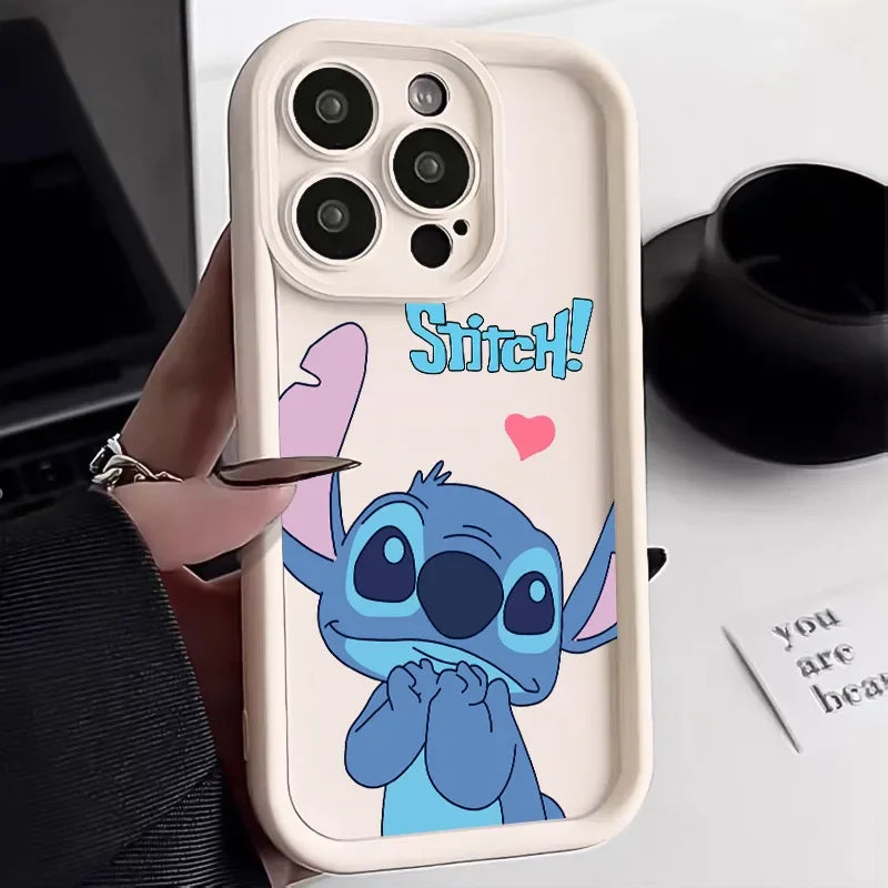 Stitch Happy Cute Phone Case Soft Cover Cartoon For iPhone