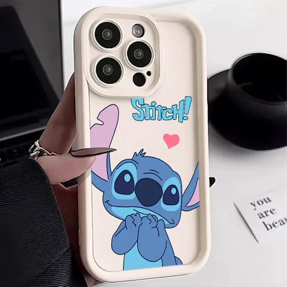 Stitch Happy Cute Phone Case Soft Cover Cartoon For iPhone