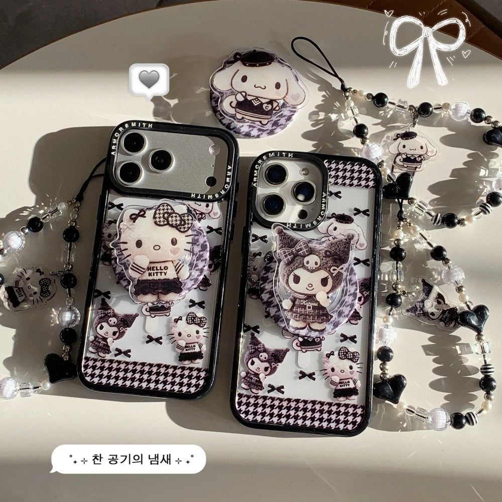 Magnetic Holder Wireless Charge Sanrio Hello Kitty Kuromi Melody Phone Case For iPhone