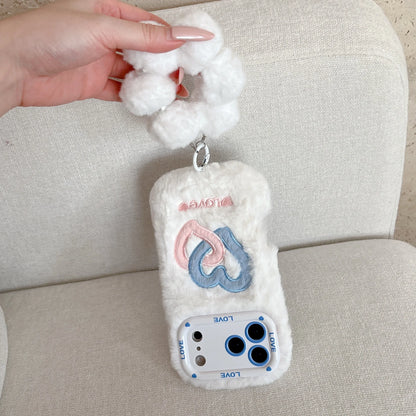 Furry Double Heart Warm iPhone Case For iPhone