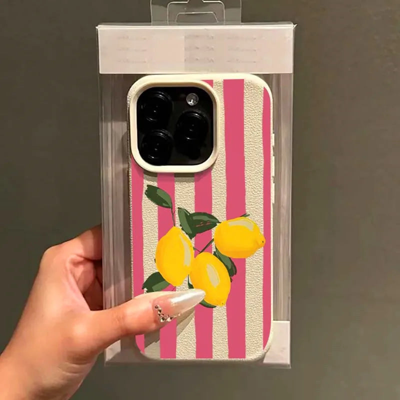 Lemon Pink Stripe Design Phone Case For iPhone