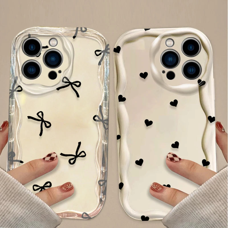 Black Bowknot Heart Phone Case For iPhone