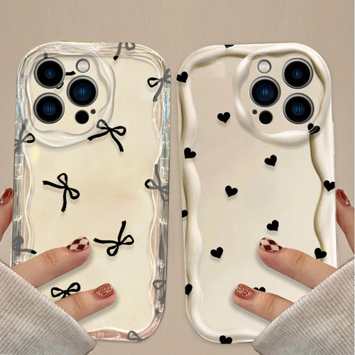 Black Bowknot Heart Phone Case For iPhone