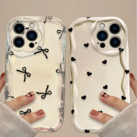 Black Bowknot Heart Phone Case For iPhone