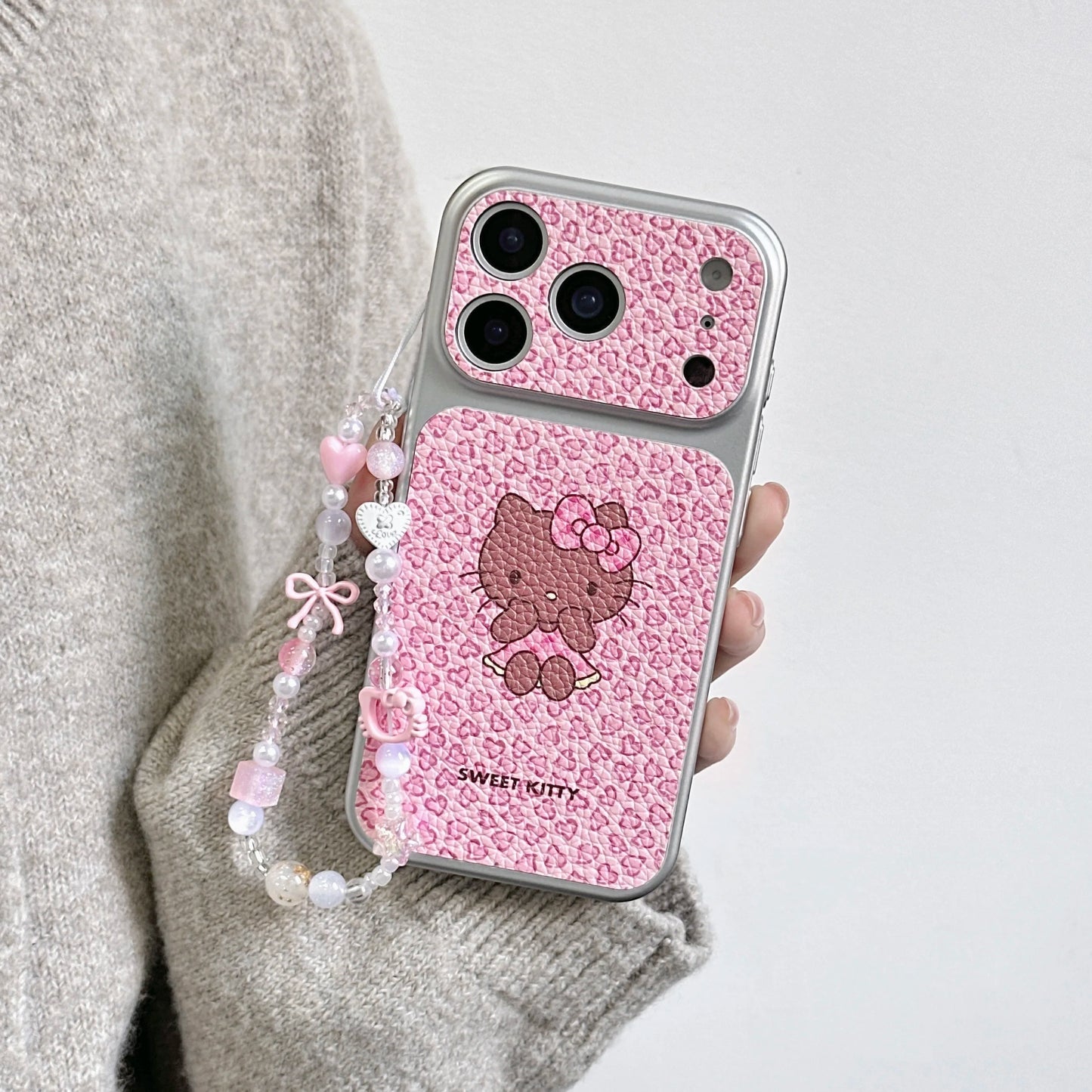 Electroplating Skin Powder Leopard Print Kitty Phone Case For iPhone