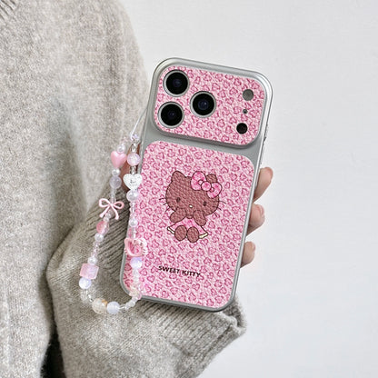 Electroplating Skin Powder Leopard Print Kitty Phone Case For iPhone