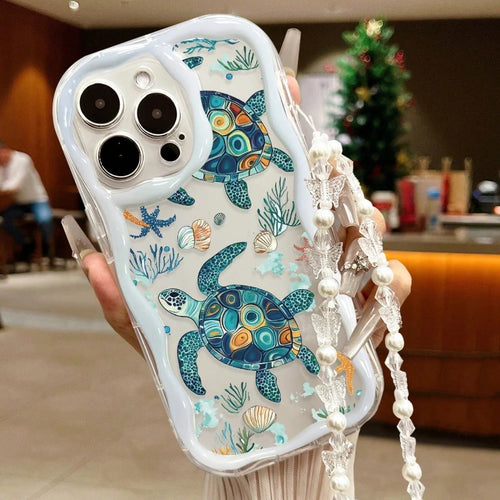 Sea Turtle Underwater World Wave-Shaped Phone Case For iPhone