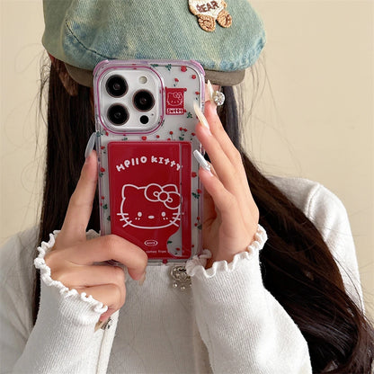 Cute Flower Hello Kitty Card Slot Bag Holder Phone Case