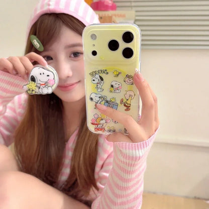 Snoopy Charlie Brown Cute Cartoon Magnetic Holder Magsafe Wireless Charge Phone Case For iPhone