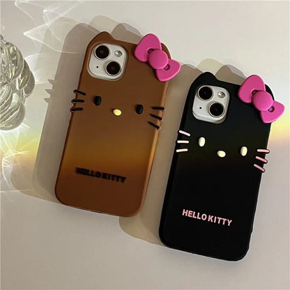 Hello Kitty Cartoon 3D Bow Phone Case For iPhone