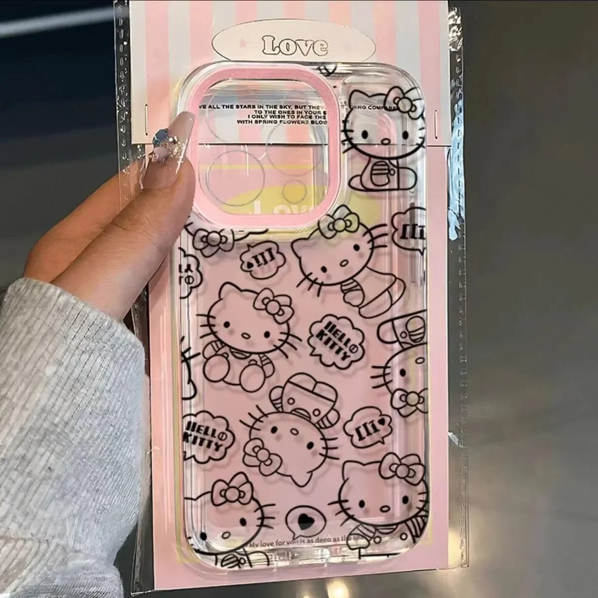 Hello Kitty Bow Line Happy Face Phone Case For iPhone