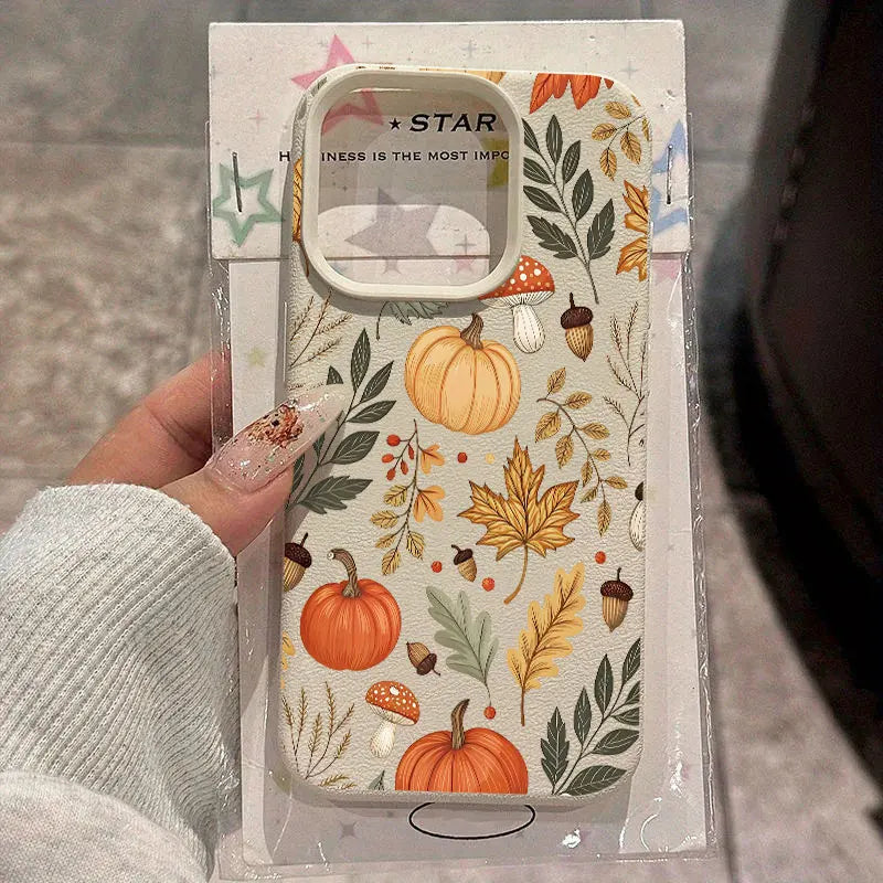 Vintage Fall Maple Leaf Pumpkin Phone Case For iPhone