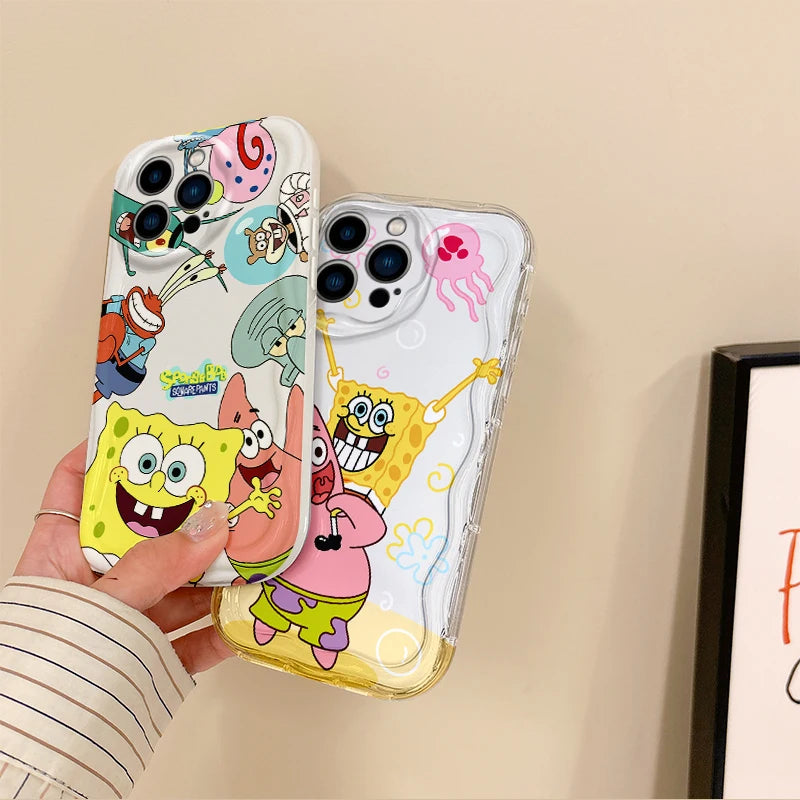 Cute SpongeBobs Cartoon iPhone16 Case Wave Phone Case For iPhone