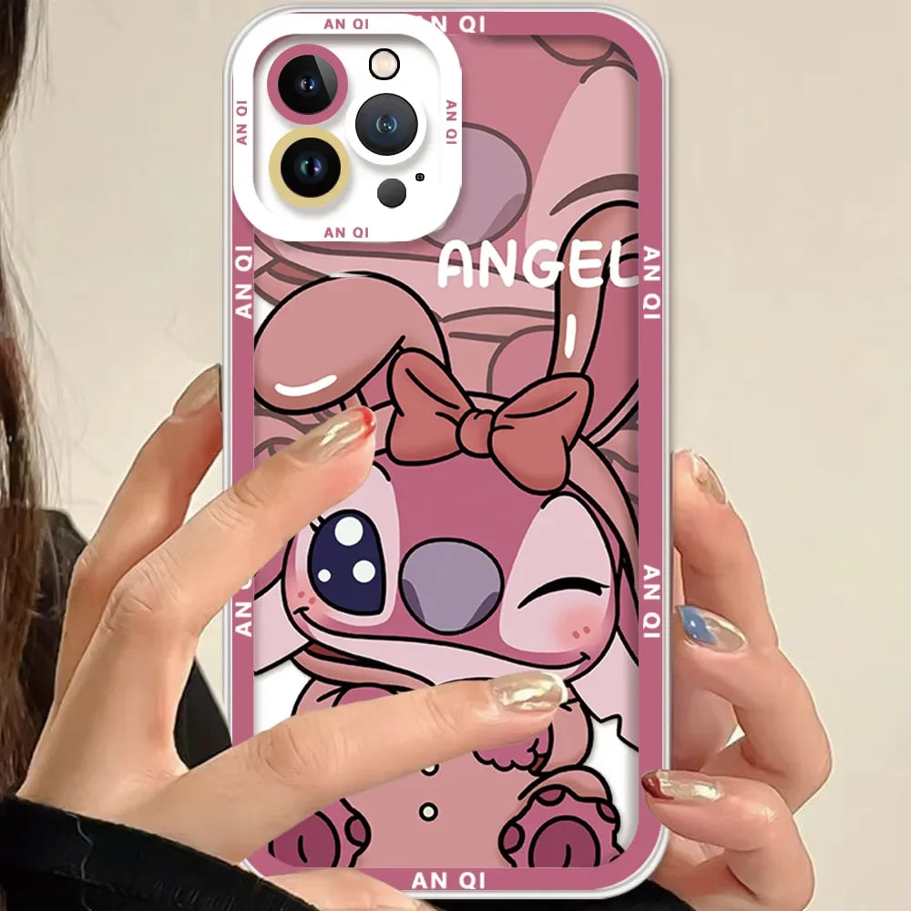 Stitch Angel Lovely Shy Cute Phone Case For iPhone