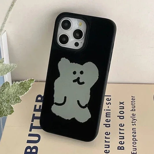 Cartoon Bear Shadow Mirror Phone Case