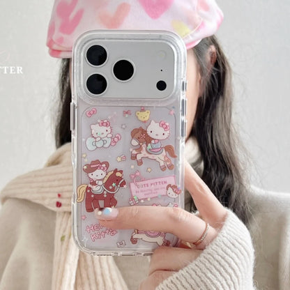 Lovely Cartoon Riding Kitty Phone Case For iPhone