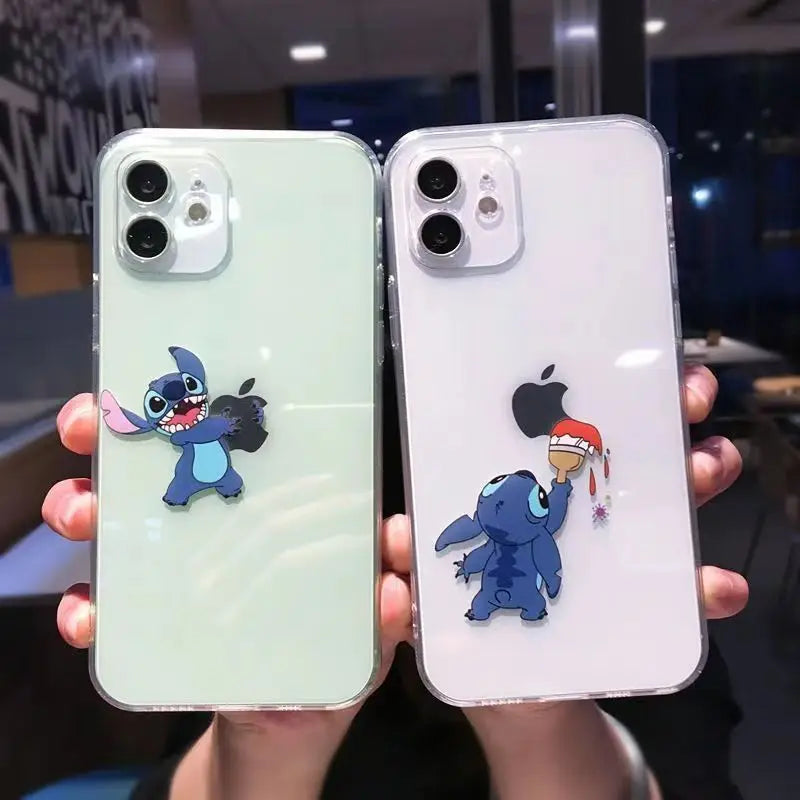 Disney Stitch Transparent Cartoon Cute Phone Case For iPhone