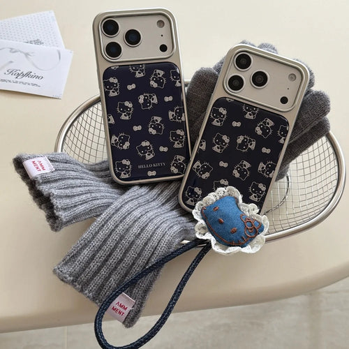Silver Edge Drip Glue Hidden Blue Kitty Is Suitable For Apple Phone Case