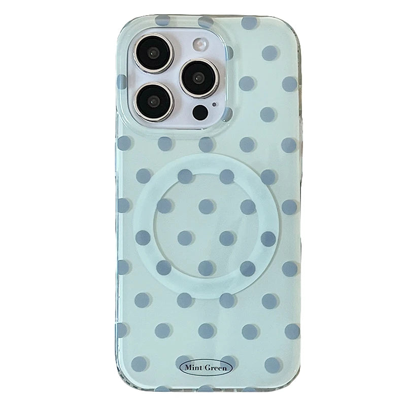 Mint Green Polka Dot Magnetic Holder Stand Phone Case