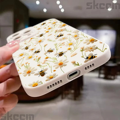 Cute Honeybee Flower Pattern Phone Case For iPhone